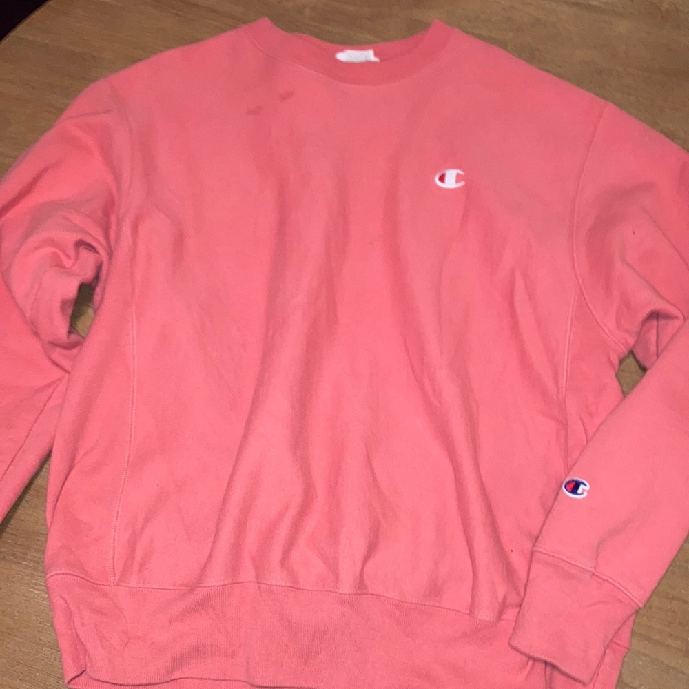 Salmon/ Pink Colored Champion Crew Neck Sweater